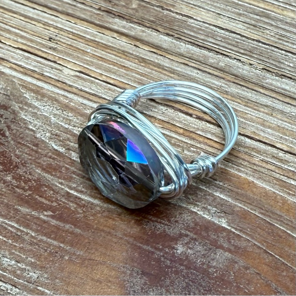 Handcrafted Silver Plated Wire-Wrap Ring Multicol… - image 6